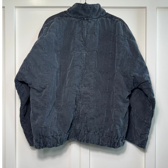 Free People Dolman Quilted Washed Black Bomber Jacket Womens Large Zip Up - Picture 3 of 10